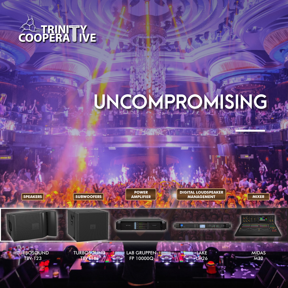 PA Sound System for Club Turbosound TBV123, TBV118L